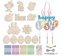 Genérico Easter Crafts For Kids, DIY Blank Easter Bunny Crafts, Wood Bunny With Tool Kit For Art Supplies DIY Projects Boys Girls Family Party Favors Basket Stuffers Classroom Prizes Home School