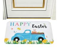 Genérico Easter Doormat - Polyester 60x1x40cm | Absorbent Happy Easter Welcome Mat, Non-Slip Spring Farmhouse Rug | Easters Entrance Mat For Front Door, Outside Entry Home Decor