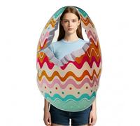 Genérico Easter Egg Costume - Cosplay Role Play for Holiday Celebration, Vibrant Pattern Tunic with Comfortable Fit, Theme Party Dress Up for Children Adults Stage Performance 32 Inch Adult Size