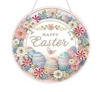 Genérico Easter Egg Crystal Art Kit - Acrylic Rhinestones Art Painting Colgantes | Crystal Easter Painting Door Pendant Sign,Rhinestones Ornament Happy Easter Egg Sign Art Painting Enthusiasts, Women