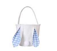 Generico Easter Egg Hunt Bags, Reusable Bunny Tote with Handles, 10.63x10.63x14.57 Inches, Easter Rabbit Design for Candy Hunting, Spring Party Favors, Candy Basket, azul, riferimento alla