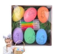 Genérico Easter Egg Painting Kit - Arts and Crafts Egg Dye | 6x5cm Paintable Eggs with Color Brushes, Paint with Mixing Tray, Decorating Kit with Stencils, Easter Coloring for Seasonal Craft Projects