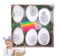 Genérico Easter Egg Painting Kit - Arts and Crafts Egg Dye | 6x5cm Paintable Eggs with Color Brushes, Paint with Mixing Tray, Decorating Kit with Stencils, Easter Coloring for Seasonal Craft Projects