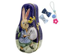 Genérico Easter Egg Tin Box - Easter Candy Storage Tin Box, Cookie Storage Case with Lid | Holiday Tinplate Treat Holder Organizer | Versatile Snack Container | Candy Packaging for Boys, Girls, Kids