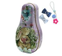 Genérico Easter Egg Tin Box - Easter Candy Storage Tin Box, Cookie Storage Case with Lid | Holiday Tinplate Treat Holder Organizer | Versatile Snack Container | Candy Packaging for Boys, Girls, Kids