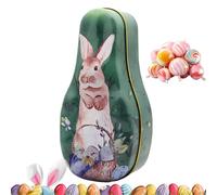 Genérico Easter Egg Tin Box - Easter Candy Storage Tin Box, Cookie Storage Case with Lid | Holiday Tinplate Treat Holder Organizer | Versatile Snack Container | Candy Packaging for Boys, Girls, Kids