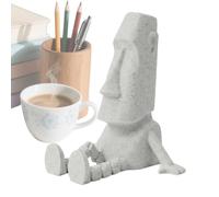 Genérico Easter Island Head, 8 cm Junta Movable, 3D Printed Statue with Sturdy Build, Pequeña figura Aid with, Modern Home Style, Accessory for Office Living Room Bedroom Study Entryway
