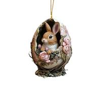 Genérico Easter Ornaments - 2D Rabbit Decorative Easter Pendant | Acrylic Bunny Hanging Ornament | Lightweight Cartoon Tree Decoration For Holiday Party Usage Scenario Ideal