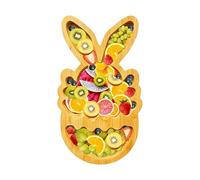 Genérico Easter Plate - Wood Cute Divided | Bunny Serving Tray For Candies Snacks Fruit Nuts Pistachios Cherries | Festive Holiday Party Table Decor