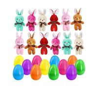 Genérico Easter Prefilled Eggs - Ready to Use Easter Eggs Set | Plush Stuffed Bunny Pendant for Kids Boys Girls Family Gathering Holiday Event Preschool Spring Celebration Party Favor Basket Stuffer