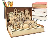 Genérico Easter Resurrection Scene Decor | 8.27In Handmade Wooden Tabletop Ornament | Christian Holy Week Scripture Display Religious Statue Keepsake Church Home Shelf Spring Easter Decoration