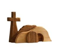 Genérico Easter Resurrection Scene Set | Wooden Nativity Scene Centerpiece | Resurrection Decor - for Home Church Mantle Shelf Desk Family Gathering Holiday Spring