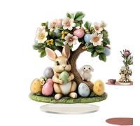 Generico Easter Table Centerpiece - Acrylic 17.19x20cm | 2D Flat Easter Egg Tree Decoration | Cute Rabbit Holiday Desk Ornament For Indoor Outdoor Table Display And Seasonal Home Decor Use