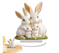 Genérico Easter Table Centerpieces, Cute Bunny Family Easter Table Decor, 18 x 14,8 cm Wooden Rabbit Ornament, Freestanding Spring Decoration, Festive Desk Sign for Home Holiday