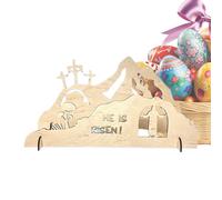 Generico Easter Tomb Scene - Wooden Nativity Decor Desktop Religious Craft, Handcrafted Faith Display | Spiritual Tabletop Sign, Christian Holiday Ornament For Home Yard Lawn Church