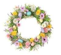 Generico Easter Wreath for Front Door | ABS + Foam, 260 g, 45 cm Diameter | Colorful Egg Spring Wreath with Mixed Branches | Holiday Home Decor, Artificial Easter Door Hanging
