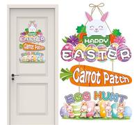 Genérico Easter Wreaths For Front Door | Cute Rabbit Wooden Decoration - Easter Bunny Wreath - For Friends Family | Gatherings Front Porch Wall Indoor Outside Home Decor