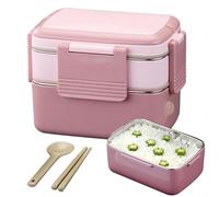 Genérico Edelstahl -Lunchbox, Mittagessenbehälter für Erwachsene | Doppelschicht Kinder Snack Lunchbox - Mit Grip Leckschutz stapelbarem Abendessen für das Personal am Arbeitsplatz