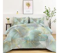 Genérico Edredón 135 x 200 cm Hojas De Monstera Líneas Doradas Lujosas Suave Edredón de Microfibra, Colcha de Invierno y Verano para Adultos, Niños y Personas Alérgicas, Beige