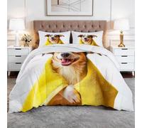 Genérico Edredón 155 x 220 cm Animales Cachorro ToallaInvierno y Verano, Suave, Ligero, Reversible edredón, Transpirable, Cálido y Confortable Colcha, Amarillo