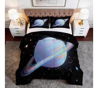 Genérico Edredón 180 x 200 cm Estilo Anime Espacio Cielo EstrelladoInvierno y Verano, Suave, Ligero, Reversible edredón, Transpirable, Cálido y Confortable Colcha, Negro