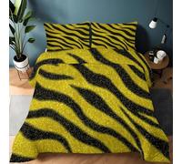 Genérico Edredón 220 x 240 cm Patrón De Rayas De Tigre con Textura SimpleInvierno y Verano, Suave, Ligero, Reversible edredón, Transpirable, Cálido y Confortable Colcha, Amarillo