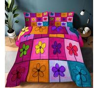 Genérico Edredón 240 x 260 cm Infantiles Patrones De Cuadros Diseños FloralesInvierno y Verano, Suave, Ligero, Reversible edredón, Transpirable, Cálido y Confortable Colcha, Rosa