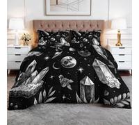 Genérico Edredón Acolchado 180x220cm Planetas Flores Cristales Nórdico Reversible, Edredon Microfibra Ultra Suave Hipoalergénico para Invierno, con 2 Fundas Almohada