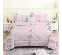 Genérico Edredon Cama 135/150 Minimalista, Edredón Nórdico 4 Estaciones 240x220cm, Colcha Transpirable de Microfibra Lavable Flores, 2 Fundas de Almohada sb101