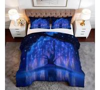 Genérico Edredon Cama 135/150 Salicón Azul Violeta, Edredón Nórdico 4 Estaciones 240x220cm, Colcha Transpirable de Microfibra Lavable Cielo Estrellado, 2 Fundas de Almohada sm983