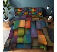 Genérico Edredon Cama 150 Bloques de Madera Edredón Nordico Adulto sin Funda Reversible Colorido Estampado Suave Ligero Transpirable Duvet 220x240 cm Incluye 2 Fundas de Almohada 50x75 cm YUe347