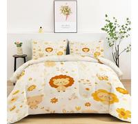 Genérico Edredon Cama 150 León Floral Edredón Nordico Adulto sin Funda Reversible Alegre Estampado Suave Ligero Transpirable Duvet 220x240 cm Incluye 2 Fundas de Almohada 50x75 cm YUe1175
