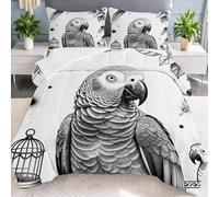 Genérico Edredón Cama 180 Africa Edredón Nórdico 240x260 Loro Gris Edredones Suave, Cálido y Transpirable, Edredon Nordico Microfibra con 2 Fundas Almohada 50x75 T12