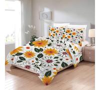 Genérico Edredón Cama 180 Floral Edredón Nórdico 240x260 Hojas Edredones Suave, Cálido y Transpirable, Edredon Nordico Microfibra con 2 Fundas Almohada 50x75 E810