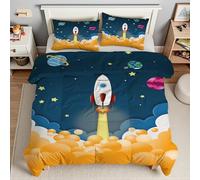 Genérico Edredón Cama 80 Cohete Edredón Nórdico 135x200 Universo Edredones Suave, Cálido y Transpirable, Edredon Nordico Microfibra con 2 Fundas Almohada 50x75T3962