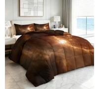 Genérico Edredón Comforter 155 x 220 cm Fantasía Universo Cuerpos Celestes Edredon Estampado con Relleno de Fibra, Nórdico Invierno Suave, Ligero, Reversible y Transpirable, Amarillo