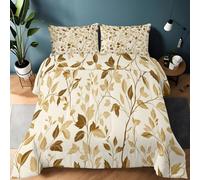 Genérico Edredón Comforter 220 x 240 cm Elementos Naturales Hojas Y Enredaderas Edredon Estampado con Relleno de Fibra, Nórdico Invierno Suave, Ligero, Reversible y Transpirable, Crema