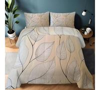 Genérico Edredón Comforter 220 x 240 cm Líneas Simples De Hojas Edredon Estampado con Relleno de Fibra, Nórdico Invierno Suave, Ligero, Reversible y Transpirable, Amarillo