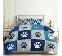 Genérico Edredón Estampado 150x200cm Huellas De Patas De Animales Cuadros Nórdico Relleno Cama Algodón, Edredón Reversible para 4 Estaciones, Duvet Algodón Cálido Comodo Ligero con 2 Fundas