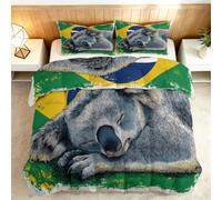 Genérico Edredón Estampado 180x220cm Koala Un Animal Nórdico Relleno Cama Algodón, Edredón Reversible para 4 Estaciones, Duvet Algodón Cálido Comodo Ligero con 2 Fundas