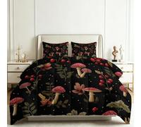 Genérico Edredón Estampado 200x200cm Plantas Verdes Bayas Setas Nórdico Relleno Cama Algodón, Edredón Reversible para 4 Estaciones, Duvet Algodón Cálido Comodo Ligero con 2 Fundas
