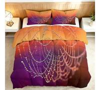 Genérico Edredón Estampado 220x240cm Telaraña Gotas De Agua Nórdico Relleno Cama Algodón, Edredón Reversible para 4 Estaciones, Duvet Algodón Cálido Comodo Ligero con 2 Fundas