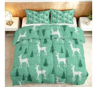 Genérico Edredón Estampado 240x260cm Animales Ciervos Pinos Nórdico Relleno Cama Algodón, Edredón Reversible para 4 Estaciones, Duvet Algodón Cálido Comodo Ligero con 2 Fundas