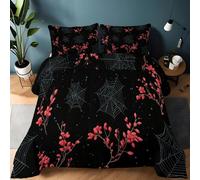 Genérico Edredón Invierno 150x200cm Telaraña Negra Flores Edredon Microfibra Extra Suave para Cama, Cálido y Gruesa para Todo el año, Nórdico Cama Hipoalergénico para Niños y Adultos