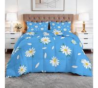 Genérico Edredón Invierno 240x260cm Linda Minimalista Margarita Edredón Nórdico Acolchado Suave Cálido y Transpirable con 2 Fundas Almohada 50x70cm, Lavable, 4 Estaciones
