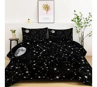 Genérico Edredón Luna Estrellas Constelación Estampado Suave, Ropa de Cama 200 x 200 cm Reversible Cálida y Acogedora, Edredón Tema Celestial Ligera Lavable a Máquina para Todas Las Estaciones
