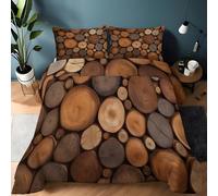 Genérico Edredón Nórdico 140x200 cm para Cama 90, Tema de Vetas de Madera, Suave y Ligero, Lavable y Reversible, Minimalismo, Incluye 2 Fundas de Almohada 50x75 cm sz662