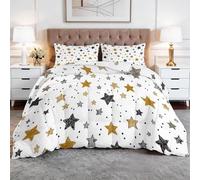 Genérico Edredón Nórdico 4 Estaciones Patrón De Estrella Estilo Grafiti Todo en Uno Microfibra Premium y Acolchado en Diamante - Transpirable, Lavable y Suave 180 x 220 cm Set de Ropa de Cama, Gris