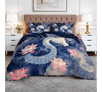 Genérico Edredón nórdico de Microfibra 155 x 220 cm Fantasía Animales Dragones Relleno nórdico 4 Estaciones con 2 Fundas de Almohada - Ultra Suave edredón para Niños niñas, Azul Grisáceo