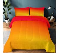 Genérico Edredón nórdico de Microfibra 200 x 200 cm Impacto Visual Degradado Naranja Relleno nórdico 4 Estaciones con 2 Fundas de Almohada - Ultra Suave edredón para Niños niñas, Color Naranja